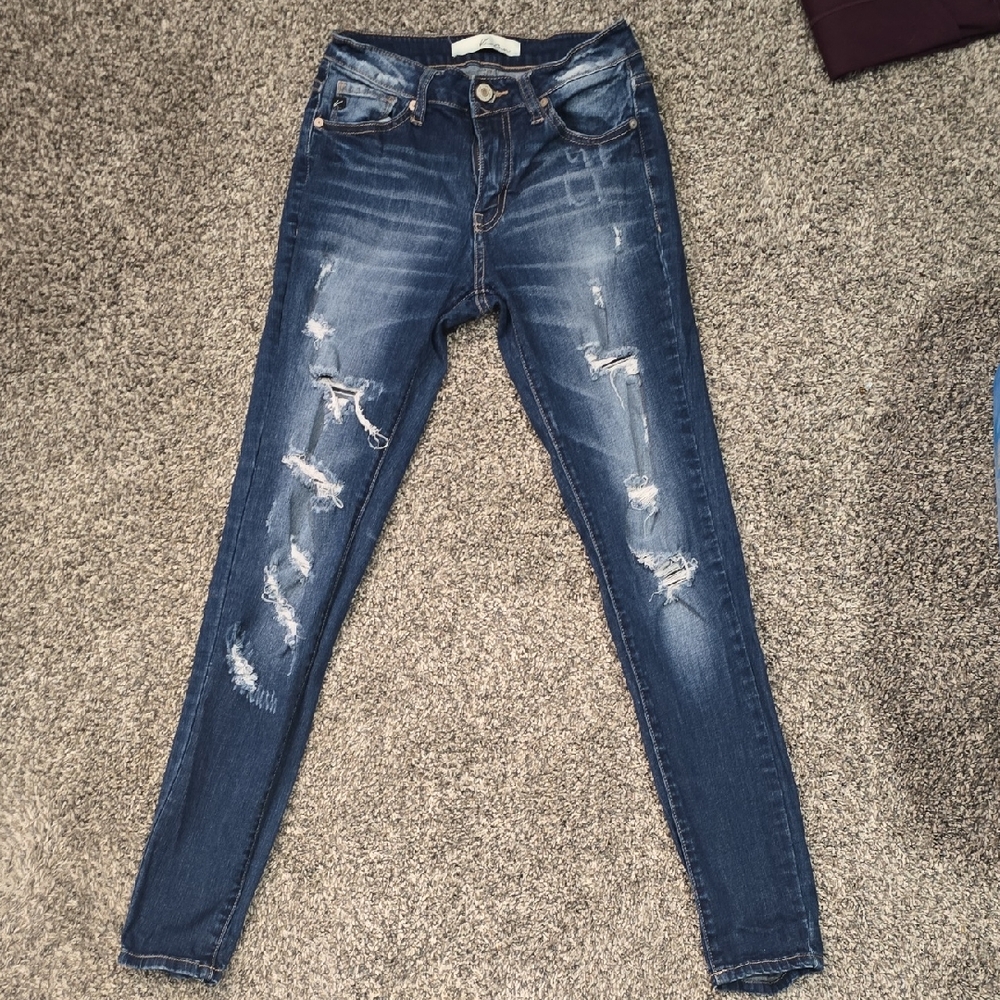KanCan Medium Blue Distressed Skinny Jeans